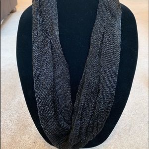 Black mesh gorgeous silk scarf, Gold clasp on back